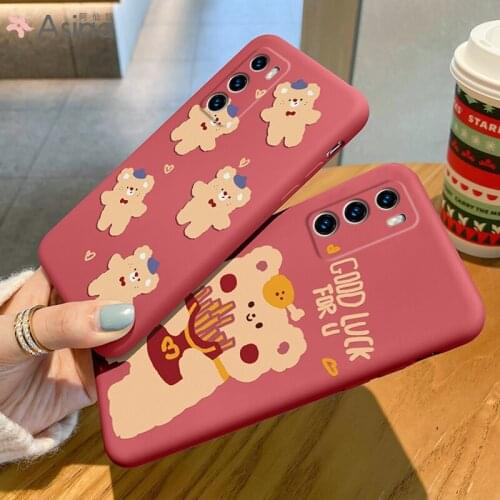 ASINA Liquid Silicone Case For Huawei P40 P30 P20 P Smart 2019 Z Cover Cartoon Bumper Bear Couple Cases For Nova3 3i Coque Capa