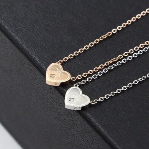 Free Shipping Heart With Rhinestone CZ Gold Color / Silver Color / Rose Gold Color Stainless Steel Necklace