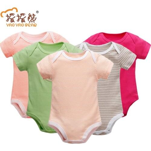 Bodysuits 5 Pieces/lot Baby Girl and Boy Short Sleeve Summer Climb Clothing Baby Clothes Newborn Sets of Clothes for Girls Boys