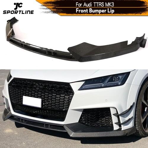 For Audi TTRS Carbon Fiber Front Bumper Lip Spoiler Splitters For Audi TTRS MK3 2016 2017 2018 Carbon Fiber 3PCS High Quality