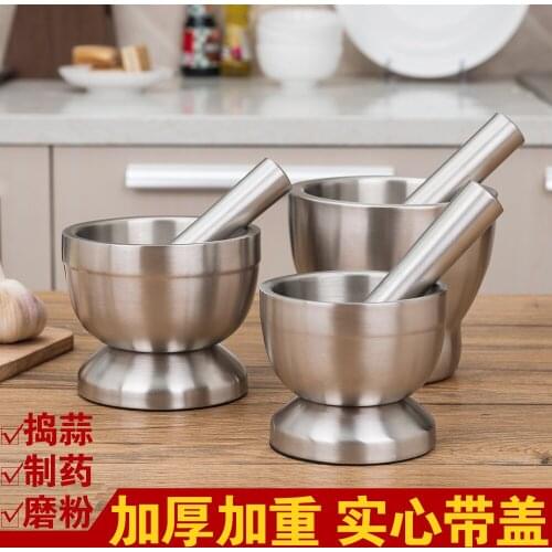Stainless Steel Mortar Pestle Pugging Pot Garlic Spice Grinder Pharmacy Herbs Bowl Mill Grinder Crusher Lab Supplies