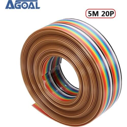 5M 1.27mm 20P DuPont Cable Rainbow Flat Line Support Wire Soldered Free Shipping