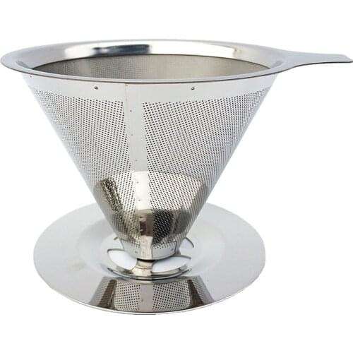 Stainless Steel Cone Reusable Coffee Filter Baskets Mesh Strainer Pour Over Coffee Dripper with Stand Holder -25