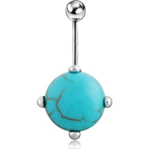 Round Prong-Set Belly Button Ring in 316L Stainless Steel