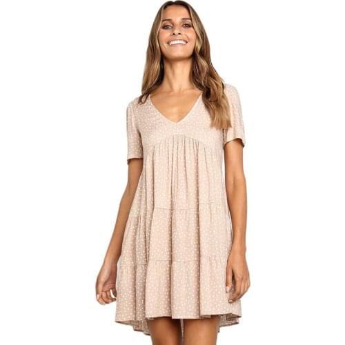 Summer Print V Neck Ruffled Dress Elegant Lady Dresses Casual Short Sleeve Beach Mini Dresses For Women