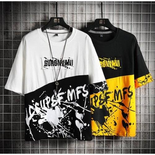 2020 T-Shirt Men Spring Summer Cotton patchwork Shirt Men hip hop Tshirt Short Sleeve Top Men Brand Tee Shirts Streetwear