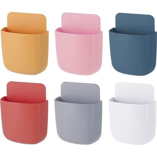 Wall-Mounted Storage Box Mobile Phone Plug Holder TV Air Conditioner Remote Control Storage Organizer Box Self-adhesive Box Case