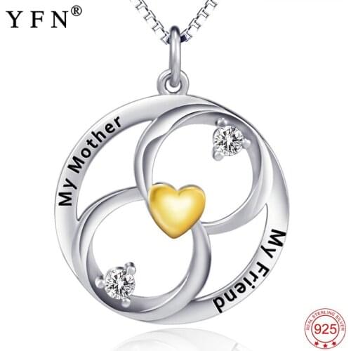 925 Sterling Silver Necklace My sister My Friend CZ Rhinestone Gold Love Heart Pendants Necklaces Fashion Jewelry Gifts GNX10270