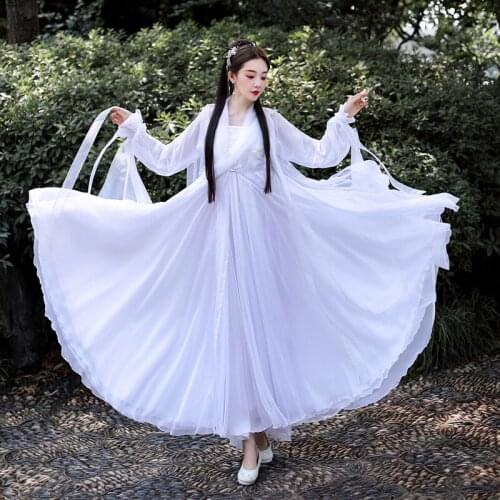 Ancient Hanfu Dress Folk Dance Costume Women Han Dynasty Princess Fairy Hanfu Dress Chinese Dance Clothing Girl Cosplay SL4996