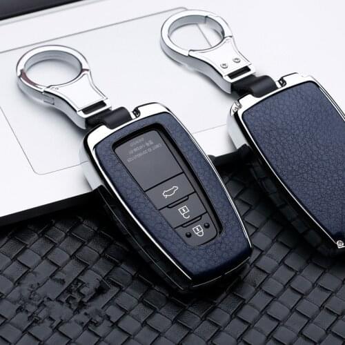 Durable Zinc alloy+Genuine Leather car key Protection case cover For Toyota Camry Corolla C-HR CHR Prado 2018 car styling holder