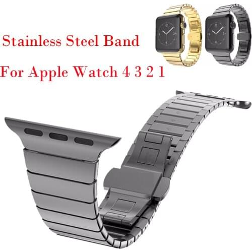 Luxury Stainless Steel Watch Band for Apple Watch 4 3 2 1 44mm 38mm 42mm 33mm Bracelet Strap Bands For iwatch Butterfly Clasp