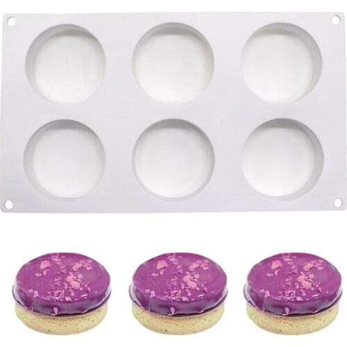 Silicone Cake Mold 6 Holes Flat Cylinder Cakes Decorating For Baking Chocolates Mould Dessert Mousse Pan Baking Tools