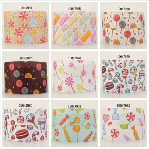 Sweets Heat Transfer Printed Grosgrain/Satin Ribbon 5 Yards 25mm/38mm for DIY Hair Accessories