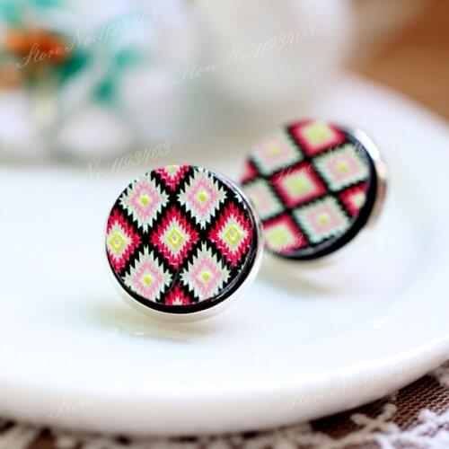 Unique 3D Geometry Embossed 16mm Round Coloured Drawing pattern Laser Cut wood Cabochon DIY for Rings, Earring,Brooch,Necklace