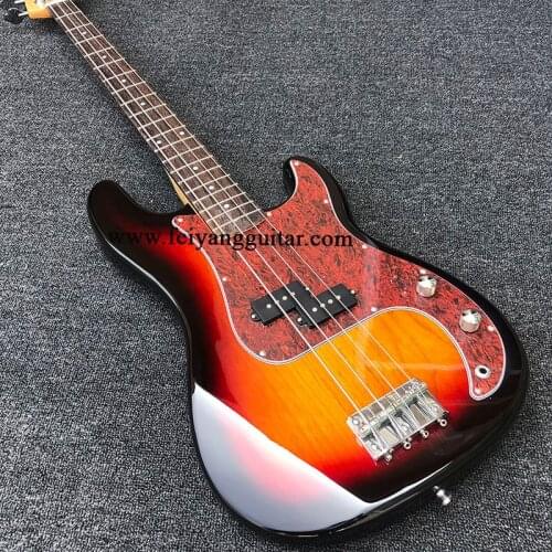 High-quality 4-string electric bass, alder body, sun-colored paint, maple neck, rose fingerboard, package freight
