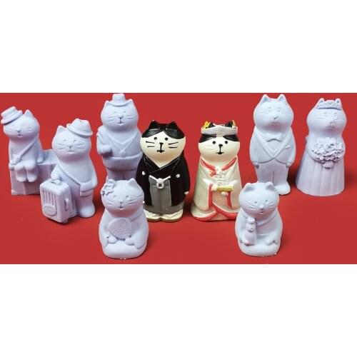PRZY Japanese Kimono Cat Ornaments Soap Molds Silicone Molds Fondant Mold Handmade Mould Clay Resin Candle Mould