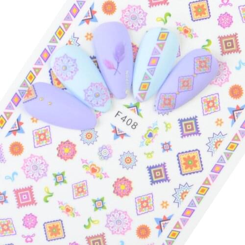 1Pc Geometric Nail Decals 3D Ultra thin Back Gummed Nail Disign Self-adhesive Transfer Stickers For Nails DIY Art Nails Stickers