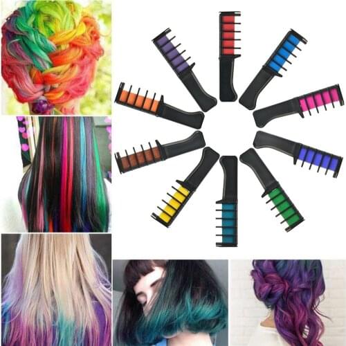 10pcs/Set Multicolor Mini Disposable Hair Chalk Color Dye Comb Pens Temporary Party Cosplay Fantasy Hairs Dyeing With Brush Tool