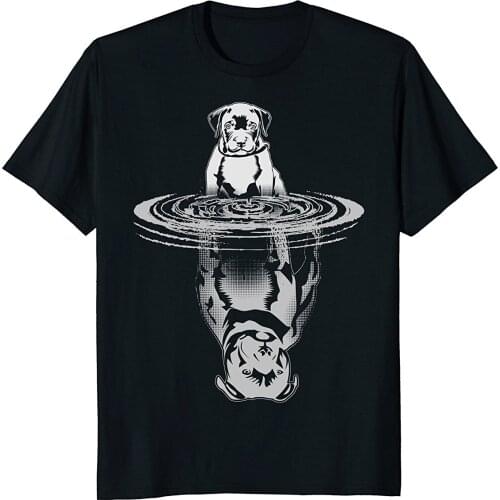 2019 Hot sale Fashion 100% cotton pitbull puppy mirrored adult t-shirt men women kids Tee shirt