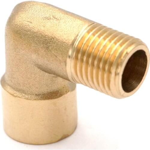 5pcs 1/4" BSP Female to 1/4" BSP Male Thread Brass Elbow Pipe Fitting Connector Coupler 90 Deg For Water Fuel