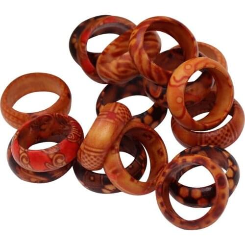 50pcs Wooden Finger Rings For Women & Men Wood Leopard Mixed Jewelry Lots