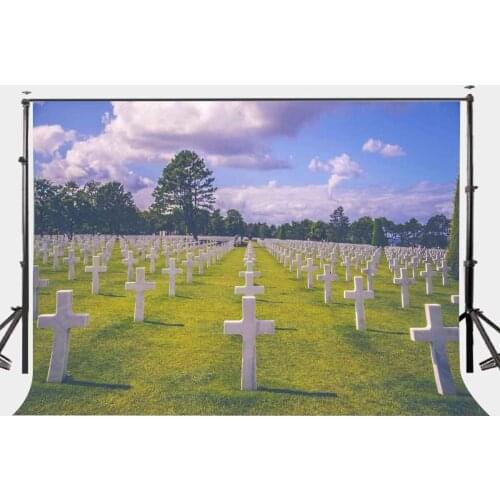 7x5ft Backdrop Green Grass Backdrop Neat Crosses Photography Background Studio Props