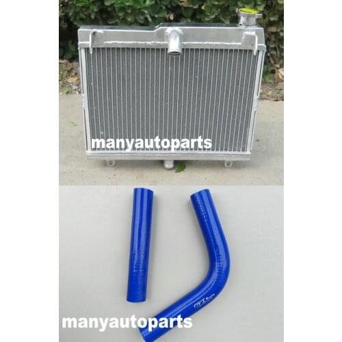 Aluminum Radiator and BLUE Silicone Hose For SUZUKI RG400 RG500 RG 400 500