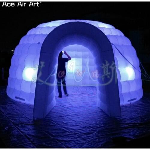Large Colorful led inflatable igloo tent brightness lighting dome marquee party station for trade shows In Span