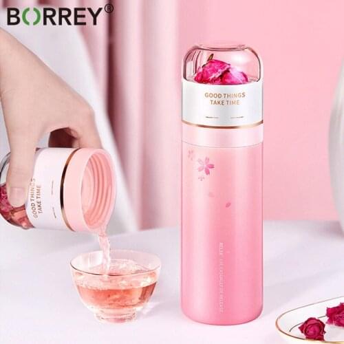 BORREY Creativity Tea Water Separation Thermos Bottle Car Outdoor Water Bottle Anti-scald Leakproof Water Bottle Boy Girls Gifts