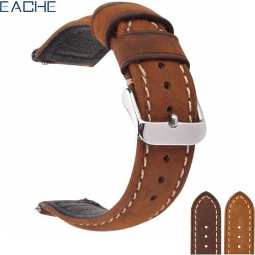 EACHE Crazy Horse Watch Strap Withe Quick Release Light Brown Dark Brown 20mm 22mm leather Watch Strap