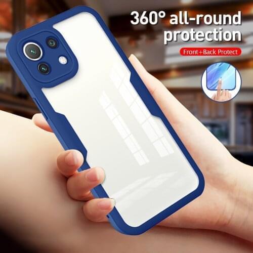 360 Front+Back Full Protection Case For xiaomi mi 11 lite Xiomi 11 Pro mi11lite mi11 light 2021 Soft Silicon Shockproof Coque