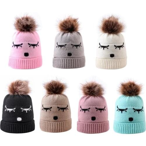 Children Hat Toddler Kids Baby Warm Winter Hat Acrylic Fiber Beanie Bobble Caps Reasonable Thickness Comfortable Touch
