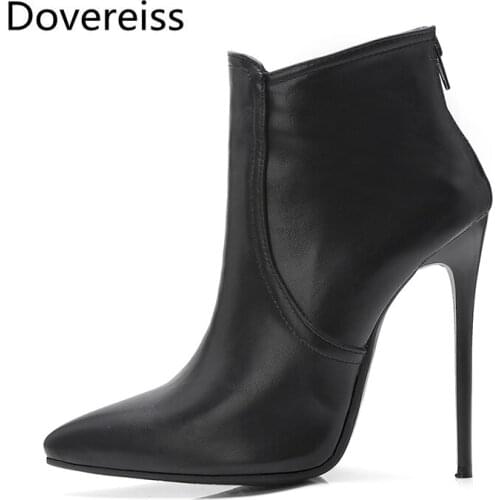 Dovereiss Fashion Womens Shoes shoes for woman Winter new Sexy Short boot Elegant Concise Mature Zipper Short boots big size 43