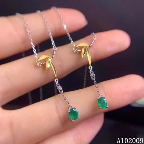 KJJEAXCMY fine jewelry 925 Sterling Silver inlaid natural emerald luxury girl new Pendant Necklace support test hot selling