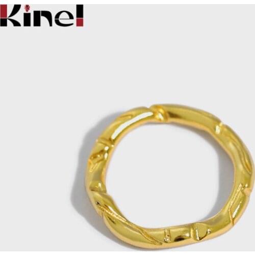 Kinel New 925 Sterling Silver Rings for Women INS Minimalist Irregular Silver Ring Concave Convex 18K Gold Korea Jewelry