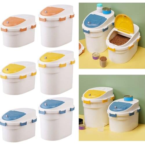 Pet Cat Dog Food Storage Box Bin Container Moisture Proof Bucket with Rolling Wheels
