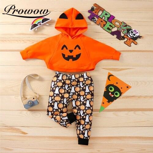 Prowow Halloween Costume For Kids Girls Clothing Party Fesival Baby Clothes Set Hooded Top + Pumpkin Pant Fashion Girls Clothes