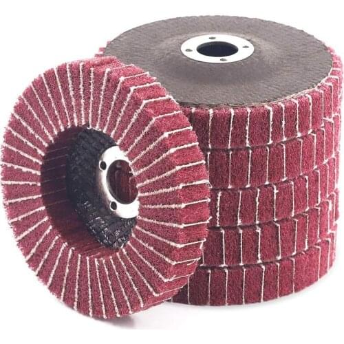 6PCS 4 Inch 240 Grit Red Nylon Fiber Flap Discs with Sandpaper,perfect for Paint Remove & Stainless Steel Tube Polishing