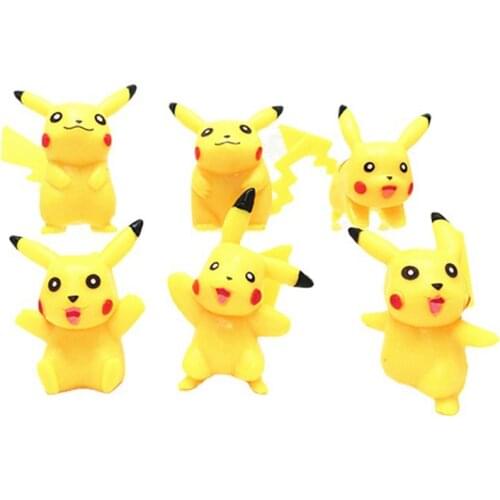 Taraka Tomy Pokemon Cute Hand-made Toy Figurines 6 Pikachu Action Figures Ornaments Animation Surrounding for Children Gifts