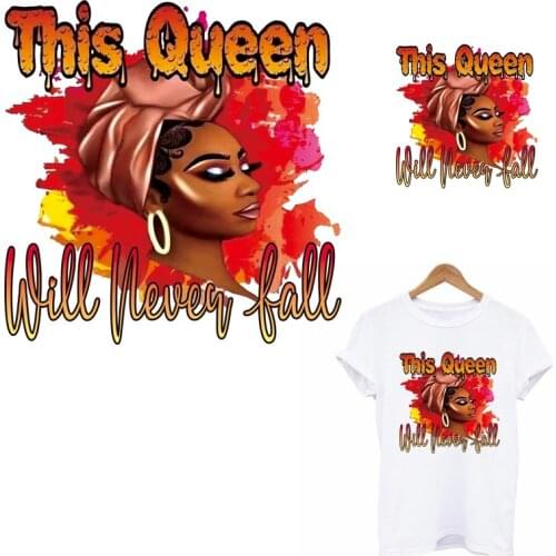 Beauty Black Queen Patches For Clothing DIY Alevel Washable Thermal Transfer Sticker Fashion African Iron On Sticker Applique