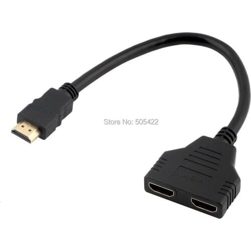 New 1080P HDMI Port Male to 2 Female 1 In 2 Out Splitter Cable Adapter Converter Home 500pcs/lot