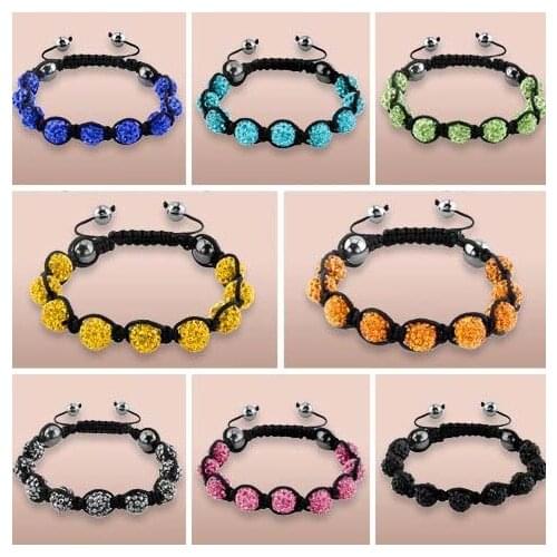 Wholesale 10mm black White Mixed multi mix Rhinestone Bracelets free shipping jewelry bracelet for men women crystal