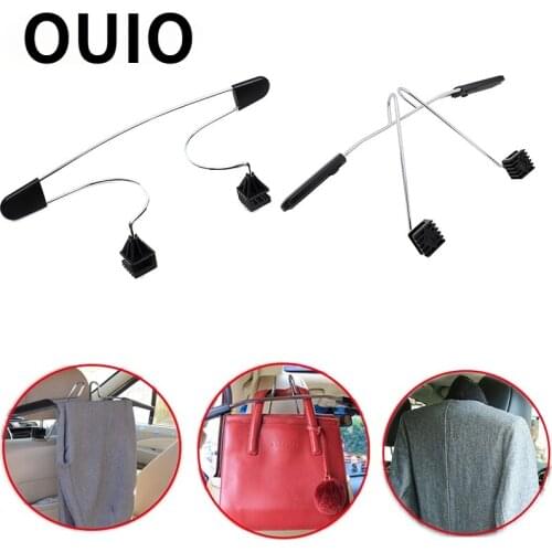 OUIO Car rear seat headrest stainless steel hanger for BMW E46 E60 Ford focus 2 Kuga Mazda 3 cx-5 Volkswagen Polo Golf 4 6 GTI