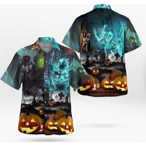Halloween3D Print Beach Hawaiian 2021 Summer Shirt Short Sleeve Shirt Streetwear Oversized 5XL Camisa Social Chemise Homme-30