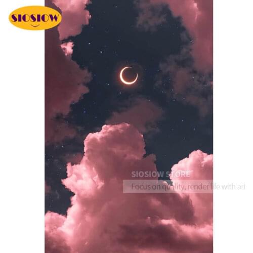 Full Square Diamond Mosaic Nature Embroidery Moon Scenery Round Pictures Of Rhinestones Diamond Painting Cross Stitch Home Decor