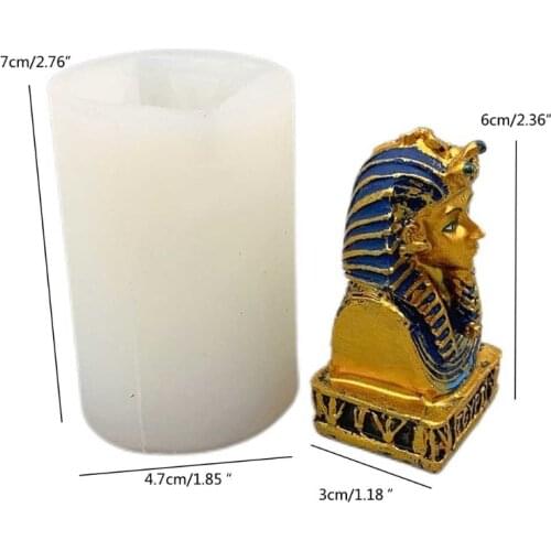 R58E Ancient Egyptian Pharaoh Epoxy Resin Mold Aromatherapy Plaster Silicone Mould DIY Crafts Home Ornaments Decorations Mold