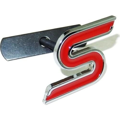 S Chrome Metal Car Front Hood Grille Emblem Badge Rear Trunk Car Stickers Car Styling For Ford Focus 2 3 Fiesta Ecosport Mondeo