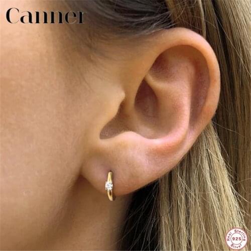 Simple Luxury Circle Zircon Earring 925 Sterling Silver Crystal CZ Hoop Earrings for Women Gold Silver Fashion Jewelry Wholesale