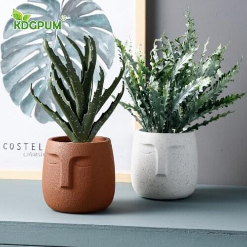 Modern Handmade Ceramic Flowerpot Nordic Face Fashion Simple Succulent Flowerpot Literary Large Green Plant Pot