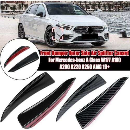 Pair Front Bumper Outer Side Splitter Canard Trim For Mercedes-benz A Class W177 A180 A200 A220 A250 for AMG 2019